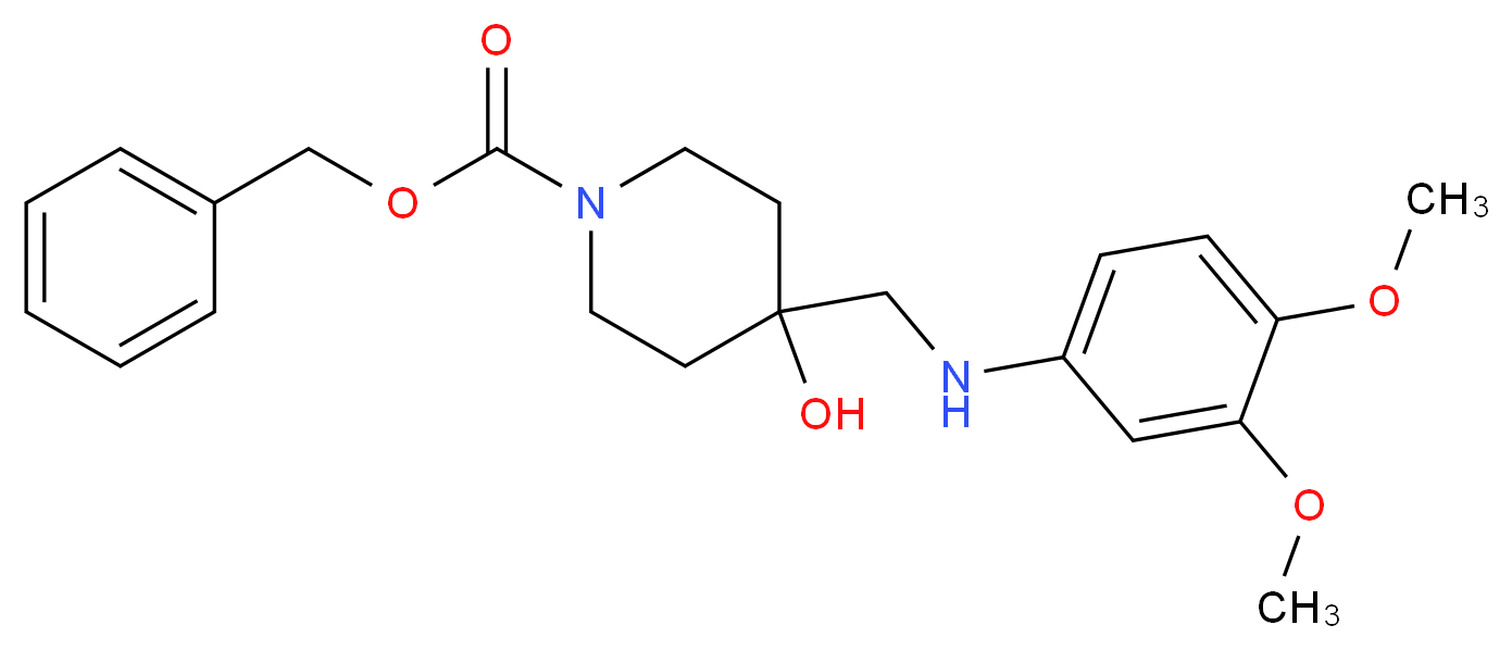 Benzyl 4-{[(3,4-dimethoxyphenyl)amino]methyl}-4-hydroxypiperidine-1-carboxylate_分子结构_CAS_)