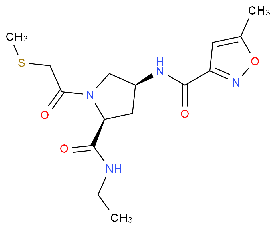 (4S)-N-ethyl-4-{[(5-methylisoxazol-3-yl)carbonyl]amino}-1-[(methylthio)acetyl]-L-prolinamide_分子结构_CAS_)