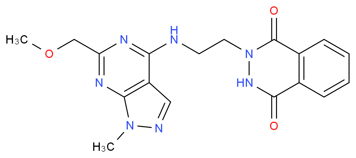 2-(2-{[6-(methoxymethyl)-1-methyl-1H-pyrazolo[3,4-d]pyrimidin-4-yl]amino}ethyl)-2,3-dihydrophthalazine-1,4-dione_分子结构_CAS_)