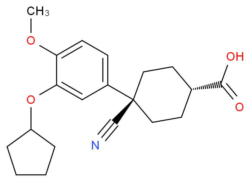 Cis-4-Cyano-4-[3-(Cyclopentyloxy)-4-Methoxyphenyl]Cyclohexanecarboxylic Acid_分子结构_CAS_153259-65-5)