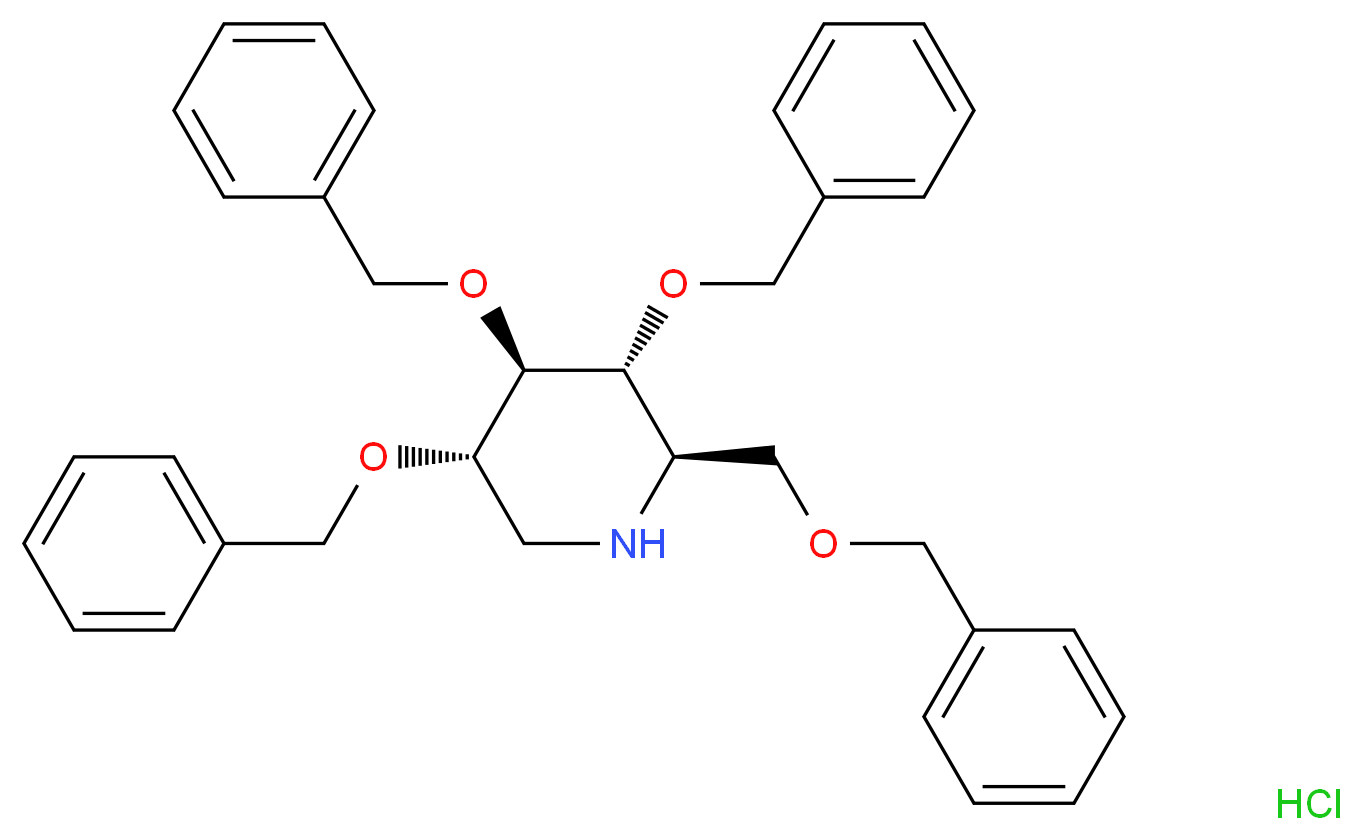 2,3,4,6-Tetra-O-benzyl-1-deoxynojirimycin Hydrochloric Acid Salt_分子结构_CAS_72983-76-7)