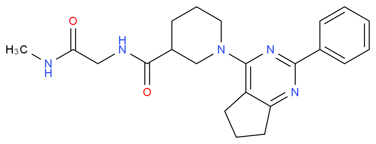 N-[2-(methylamino)-2-oxoethyl]-1-(2-phenyl-6,7-dihydro-5H-cyclopenta[d]pyrimidin-4-yl)piperidine-3-carboxamide (non-preferred name)_分子结构_CAS_)
