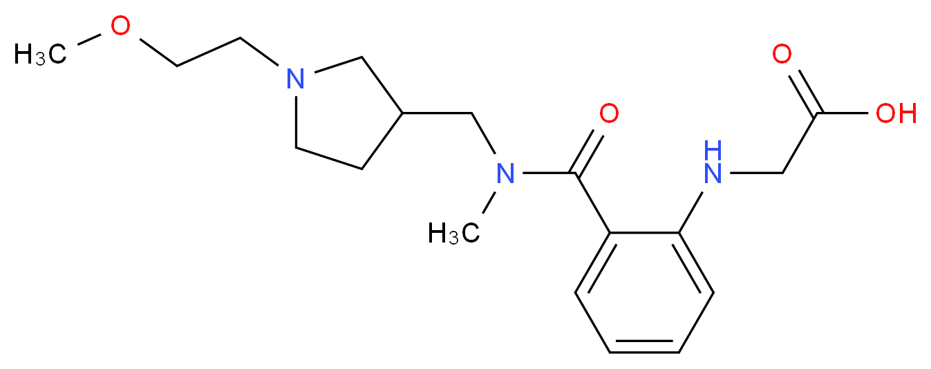 [(2-{[{[1-(2-methoxyethyl)pyrrolidin-3-yl]methyl}(methyl)amino]carbonyl}phenyl)amino]acetic acid_分子结构_CAS_)