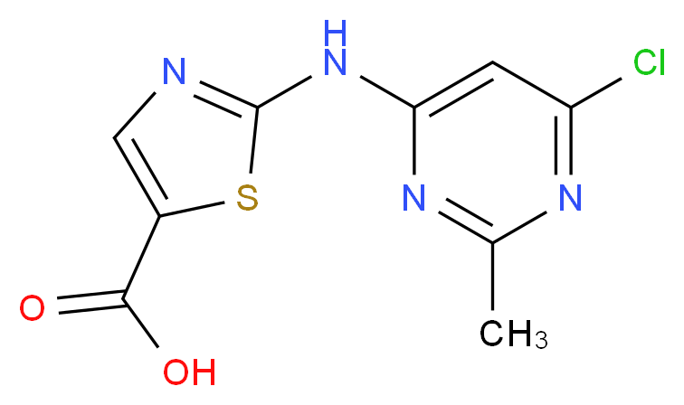 2-[(6-chloro-2-methylpyrimidin-4-yl)amino]-1,3-thiazole-5-carboxylic acid_分子结构_CAS_1251716-89-8