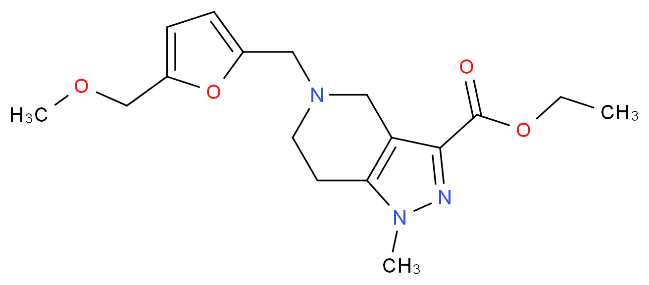 ethyl 5-{[5-(methoxymethyl)-2-furyl]methyl}-1-methyl-4,5,6,7-tetrahydro-1H-pyrazolo[4,3-c]pyridine-3-carboxylate_分子结构_CAS_)