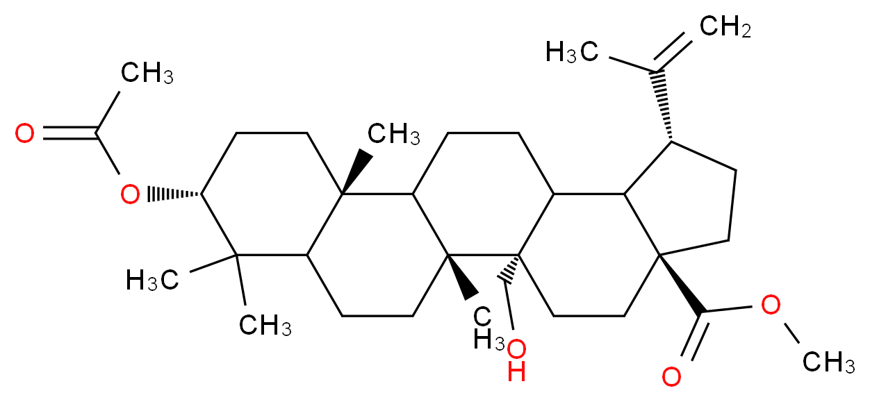 methyl (1R,2S,5S,8R,14R,17R)-17-(acetyloxy)-2-(hydroxymethyl)-1,14,18,18-tetramethyl-8-(prop-1-en-2-yl)pentacyclo[11.8.0.0<sup>2</sup>,<sup>1</sup><sup>0</sup>.0<sup>5</sup>,<sup>9</sup>.0<sup>1</sup><sup>4</sup>,<sup>1</sup><sup>9</sup>]henicosane-5-carboxylate_分子结构_CAS_263844-80-0