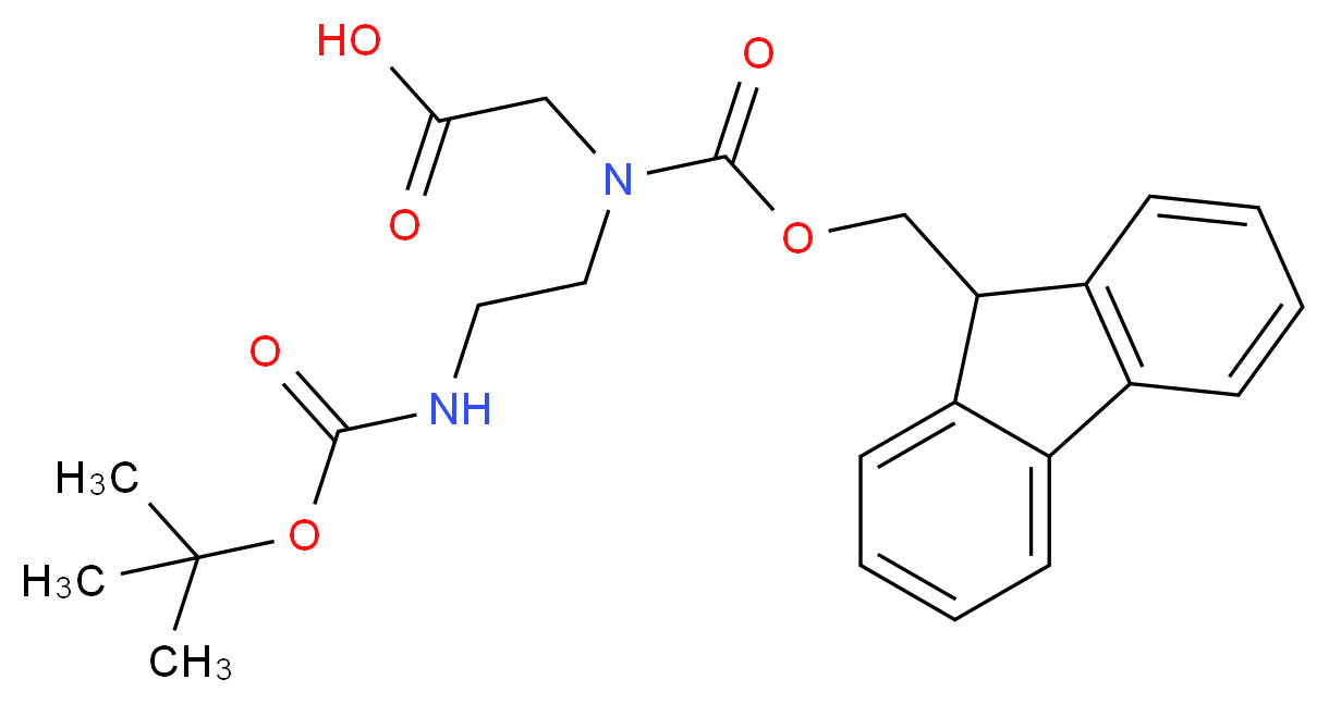 2-[(2-{[(tert-butoxy)carbonyl]amino}ethyl)[(9H-fluoren-9-ylmethoxy)carbonyl]amino]acetic acid_分子结构_CAS_141743-15-9