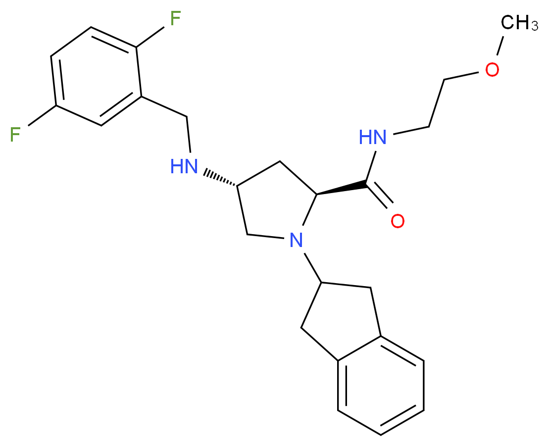 (4R)-4-[(2,5-difluorobenzyl)amino]-1-(2,3-dihydro-1H-inden-2-yl)-N-(2-methoxyethyl)-L-prolinamide_分子结构_CAS_)