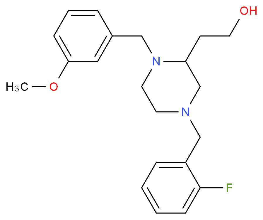 2-[4-(2-fluorobenzyl)-1-(3-methoxybenzyl)-2-piperazinyl]ethanol_分子结构_CAS_)