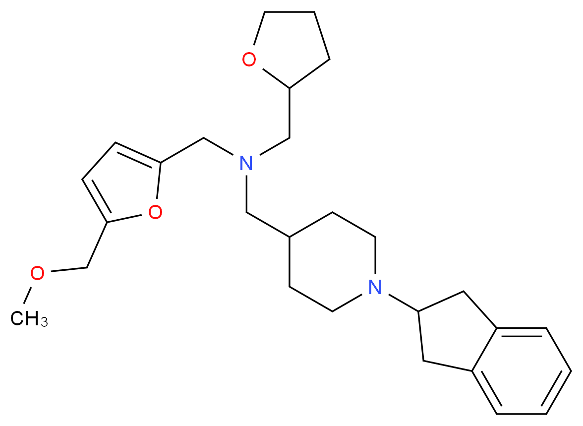 1-[1-(2,3-dihydro-1H-inden-2-yl)-4-piperidinyl]-N-{[5-(methoxymethyl)-2-furyl]methyl}-N-(tetrahydro-2-furanylmethyl)methanamine_分子结构_CAS_)