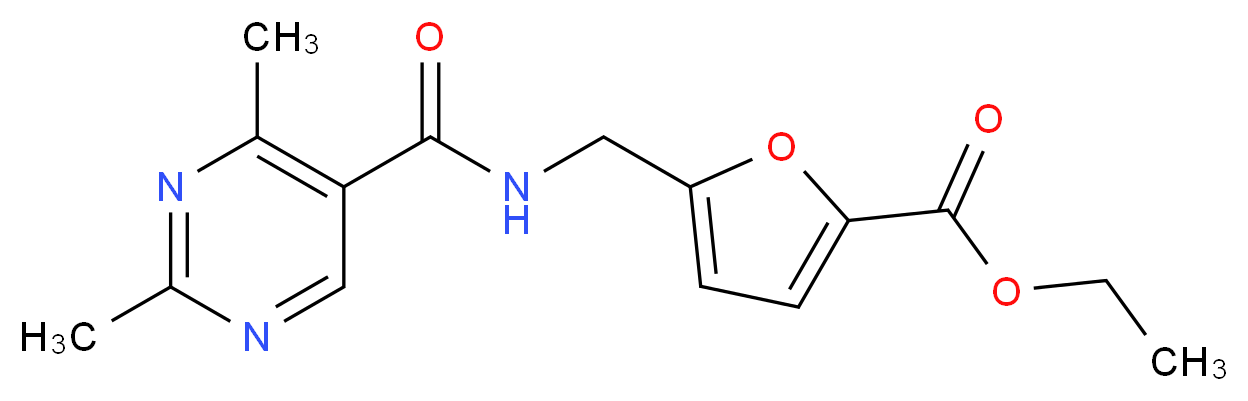 ethyl 5-({[(2,4-dimethylpyrimidin-5-yl)carbonyl]amino}methyl)-2-furoate_分子结构_CAS_)