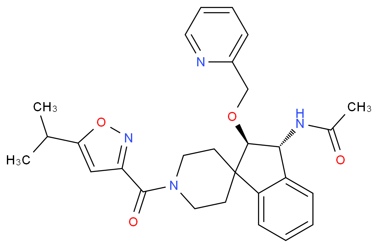 N-[(2R*,3R*)-1'-[(5-isopropyl-3-isoxazolyl)carbonyl]-2-(2-pyridinylmethoxy)-2,3-dihydrospiro[indene-1,4'-piperidin]-3-yl]acetamide_分子结构_CAS_)