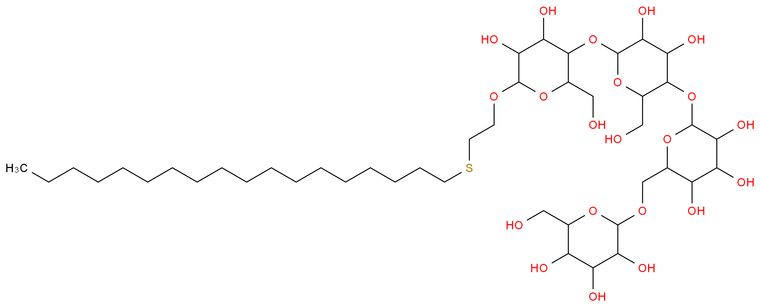 Octadecylthioethyl 4-O-(4-O-[6-O-α-D-glucopyranosyl-α-D-glucopyranosyl]-α-D-glucopyranosyl)-β-D-glucopyranoside_分子结构_CAS_90215-01-3)
