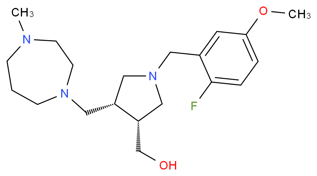 {(3R*,4S*)-1-(2-fluoro-5-methoxybenzyl)-4-[(4-methyl-1,4-diazepan-1-yl)methyl]pyrrolidin-3-yl}methanol_分子结构_CAS_)