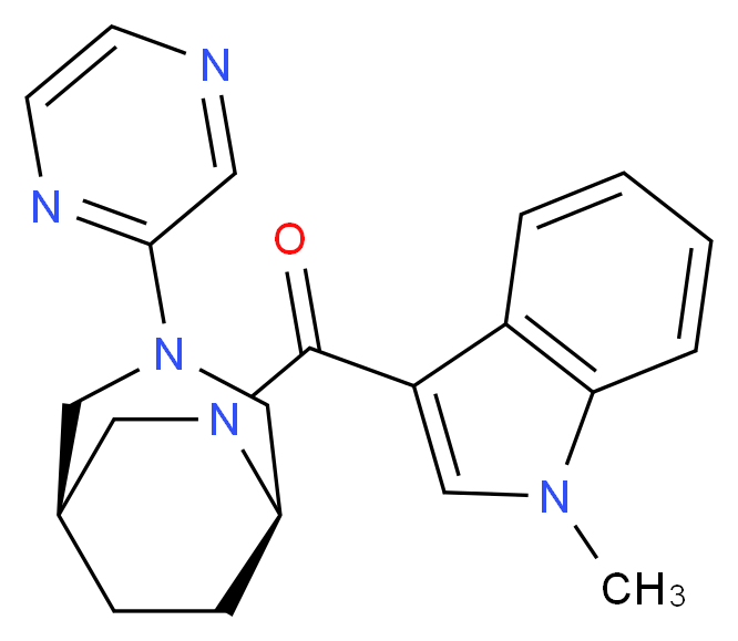 (1S*,5R*)-6-[(1-methyl-1H-indol-3-yl)carbonyl]-3-pyrazin-2-yl-3,6-diazabicyclo[3.2.2]nonane_分子结构_CAS_)