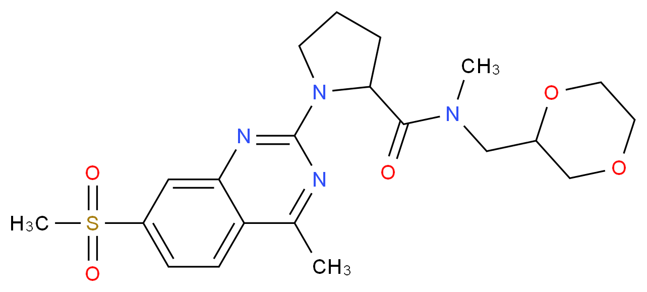 N-(1,4-dioxan-2-ylmethyl)-N-methyl-1-[4-methyl-7-(methylsulfonyl)-2-quinazolinyl]prolinamide_分子结构_CAS_)