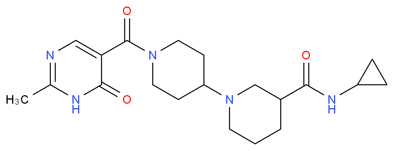 N-cyclopropyl-1'-[(2-methyl-6-oxo-1,6-dihydropyrimidin-5-yl)carbonyl]-1,4'-bipiperidine-3-carboxamide_分子结构_CAS_)