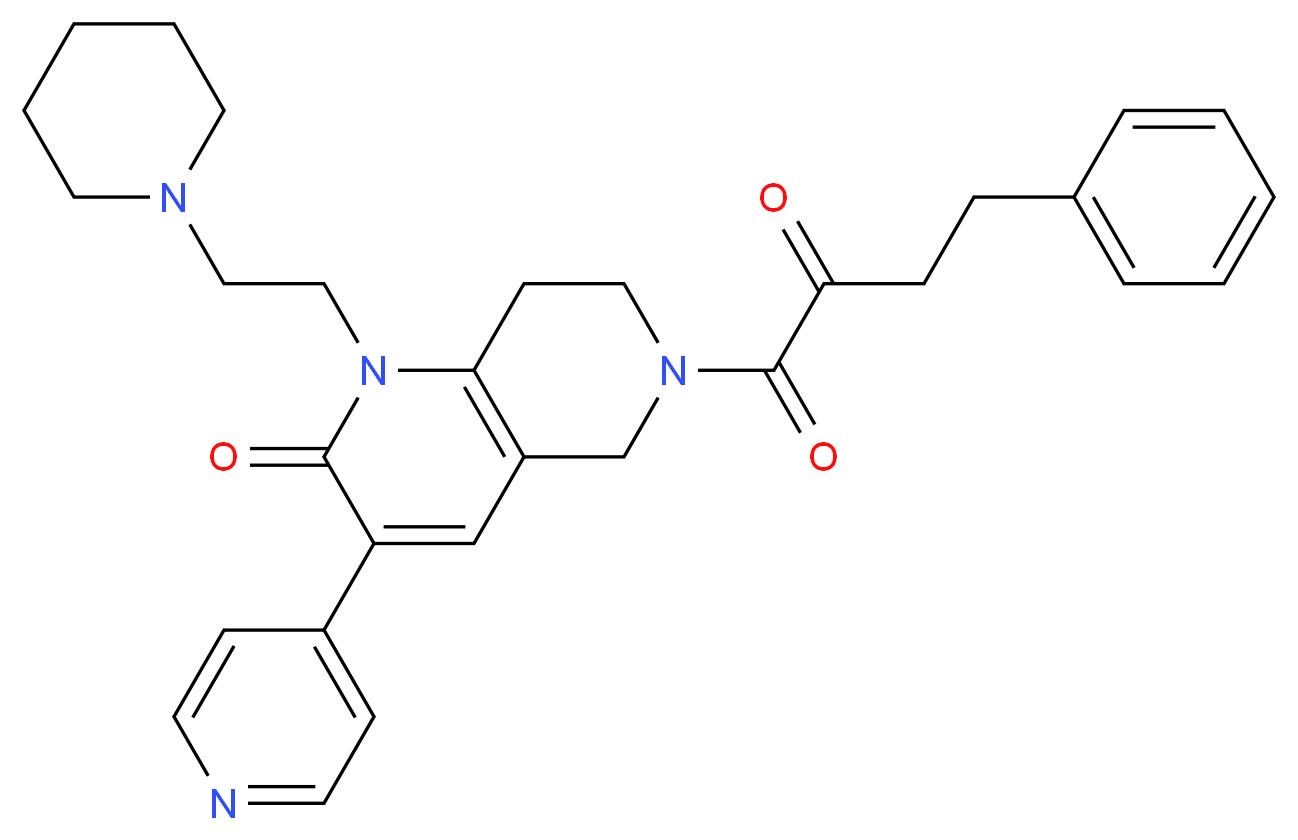 6-(2-oxo-4-phenylbutanoyl)-1-[2-(1-piperidinyl)ethyl]-3-(4-pyridinyl)-5,6,7,8-tetrahydro-1,6-naphthyridin-2(1H)-one_分子结构_CAS_)