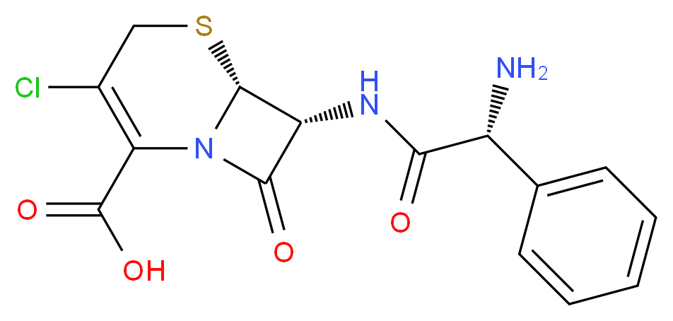 (6R,7R)-7-[(2R)-2-amino-2-phenylacetamido]-3-chloro-8-oxo-5-thia-1-azabicyclo[4.2.0]oct-2-ene-2-carboxylic acid_分子结构_CAS_53994-73-3