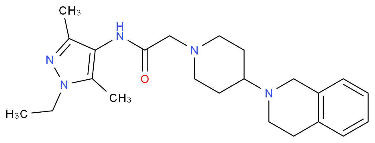 2-[4-(3,4-dihydroisoquinolin-2(1H)-yl)piperidin-1-yl]-N-(1-ethyl-3,5-dimethyl-1H-pyrazol-4-yl)acetamide_分子结构_CAS_)