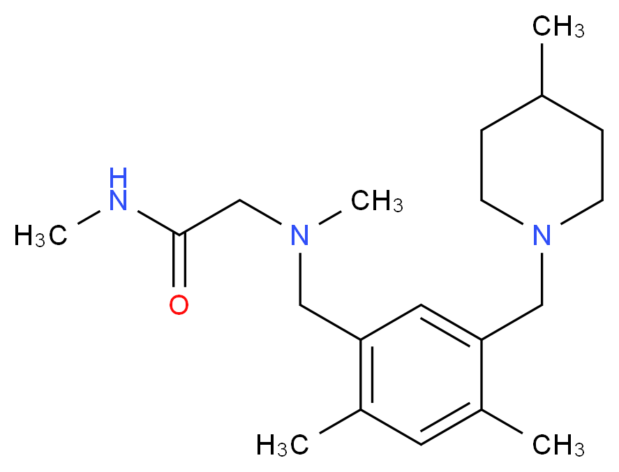 N~2~-{2,4-dimethyl-5-[(4-methylpiperidin-1-yl)methyl]benzyl}-N~1~,N~2~-dimethylglycinamide_分子结构_CAS_)