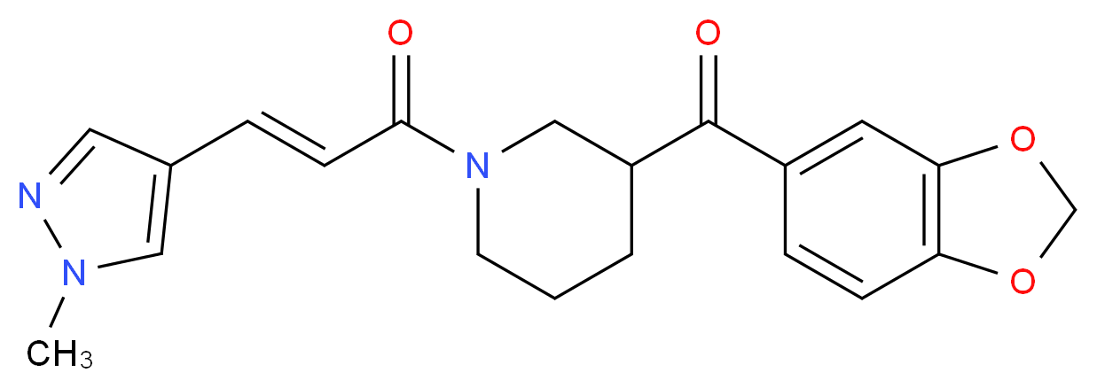 1,3-benzodioxol-5-yl{1-[(2E)-3-(1-methyl-1H-pyrazol-4-yl)-2-propenoyl]-3-piperidinyl}methanone_分子结构_CAS_)