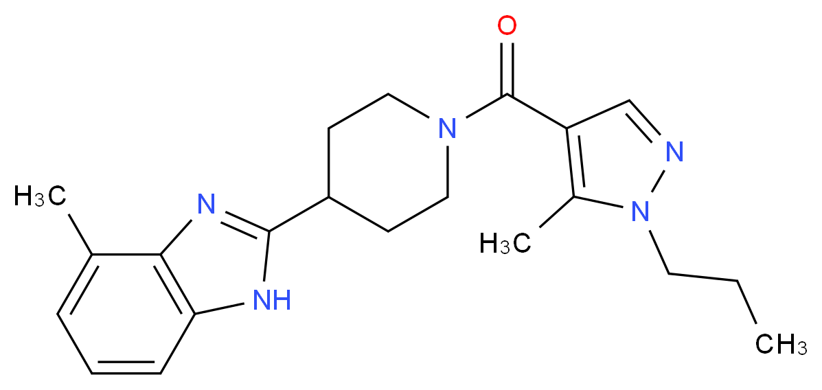 4-methyl-2-{1-[(5-methyl-1-propyl-1H-pyrazol-4-yl)carbonyl]-4-piperidinyl}-1H-benzimidazole_分子结构_CAS_)