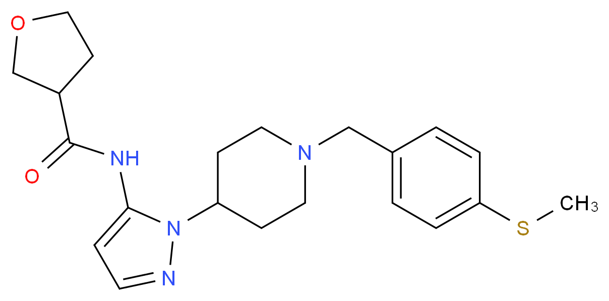 N-(1-{1-[4-(methylthio)benzyl]-4-piperidinyl}-1H-pyrazol-5-yl)tetrahydro-3-furancarboxamide_分子结构_CAS_)