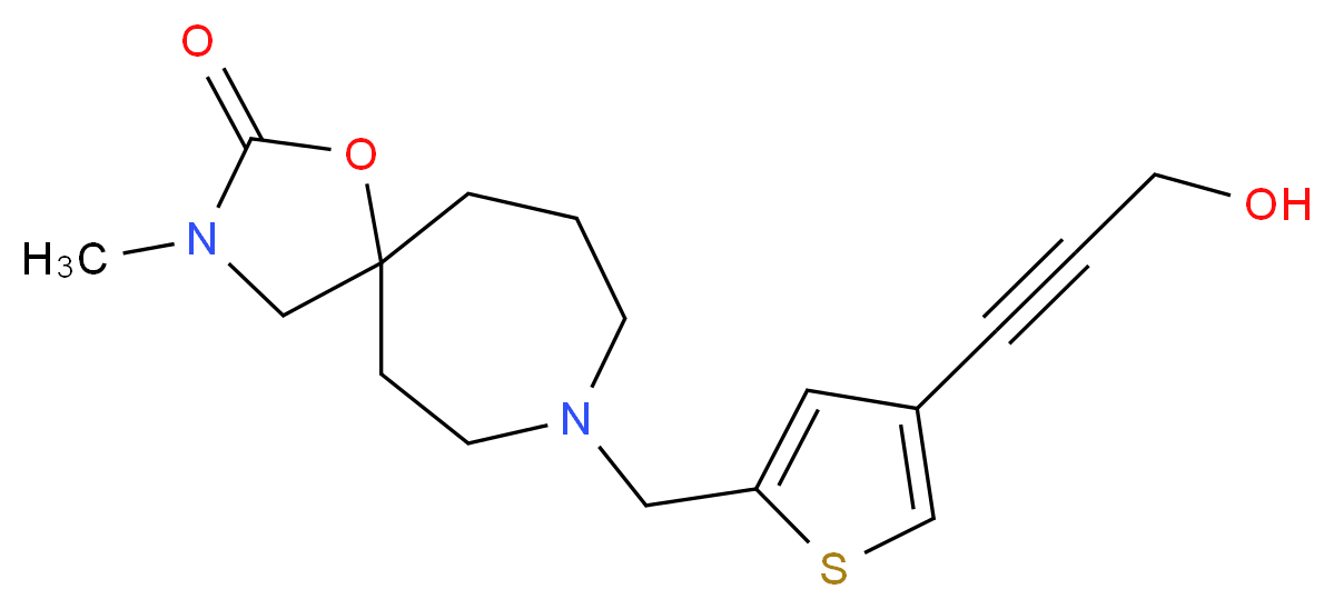 8-{[4-(3-hydroxyprop-1-yn-1-yl)-2-thienyl]methyl}-3-methyl-1-oxa-3,8-diazaspiro[4.6]undecan-2-one_分子结构_CAS_)