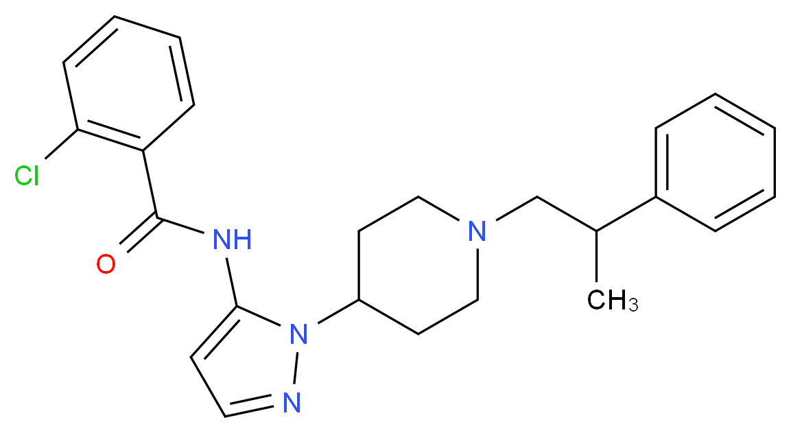 2-chloro-N-{1-[1-(2-phenylpropyl)-4-piperidinyl]-1H-pyrazol-5-yl}benzamide_分子结构_CAS_)