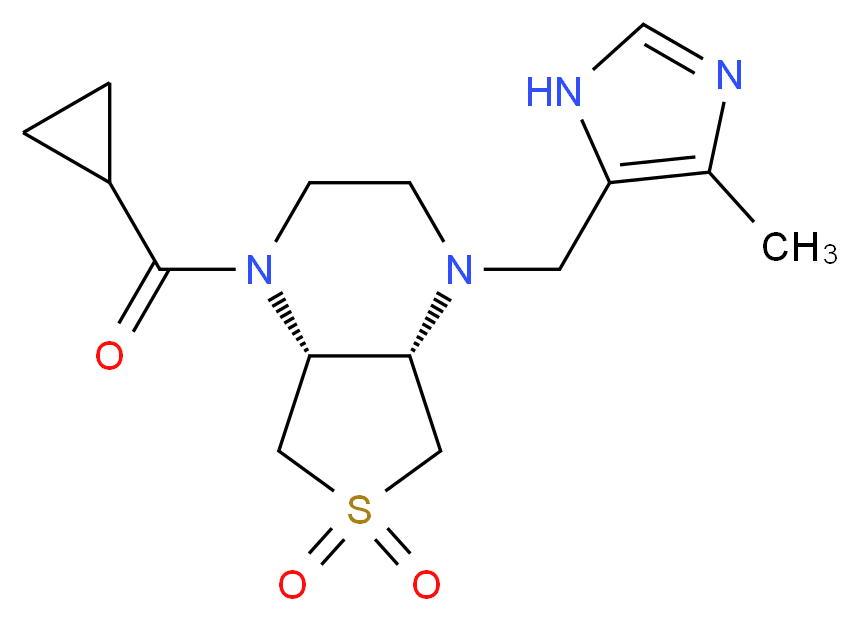 (4aS*,7aR*)-1-(cyclopropylcarbonyl)-4-[(4-methyl-1H-imidazol-5-yl)methyl]octahydrothieno[3,4-b]pyrazine 6,6-dioxide_分子结构_CAS_)