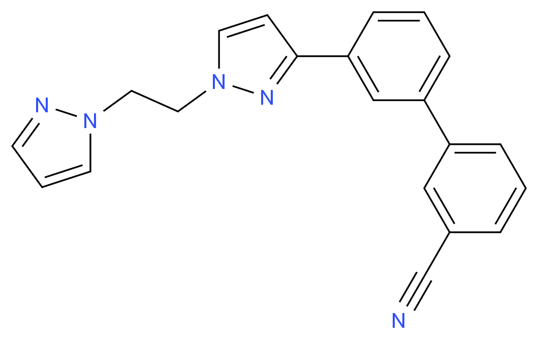 3'-{1-[2-(1H-pyrazol-1-yl)ethyl]-1H-pyrazol-3-yl}-3-biphenylcarbonitrile_分子结构_CAS_)