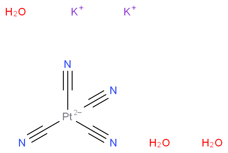 四氰基铂(II)酸钾三水合物_分子结构_CAS_14323-36-5)