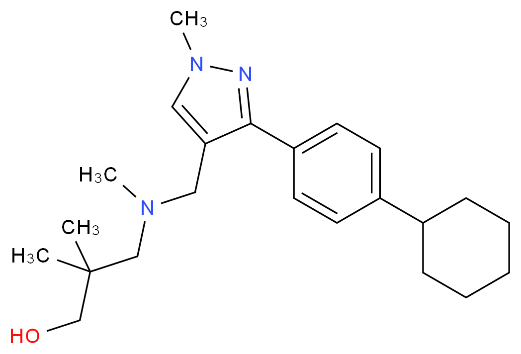 3-[{[3-(4-cyclohexylphenyl)-1-methyl-1H-pyrazol-4-yl]methyl}(methyl)amino]-2,2-dimethyl-1-propanol_分子结构_CAS_)