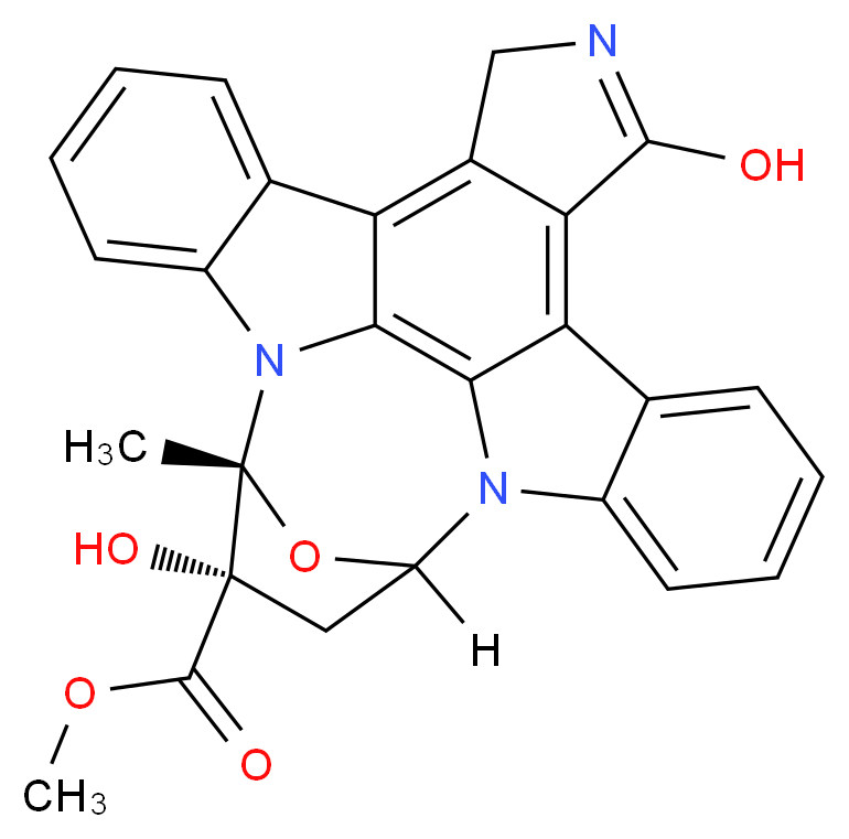 methyl (15R,16S)-3,16-dihydroxy-15-methyl-28-oxa-4,14,19-triazaoctacyclo[12.11.2.1<sup>1</sup><sup>5</sup>,<sup>1</sup><sup>8</sup>.0<sup>2</sup>,<sup>6</sup>.0<sup>7</sup>,<sup>2</sup><sup>7</sup>.0<sup>8</sup>,<sup>1</sup><sup>3</sup>.0<sup>1</sup><sup>9</sup>,<sup>2</sup><sup>6</sup>.0<sup>2</sup><sup>0</sup>,<sup>2</sup><sup>5</sup>]octacosa-1(26),2(6),3,7(27),8,10,12,20(25),21,23-decaene-16-carboxylate_分子结构_CAS_99533-80-9