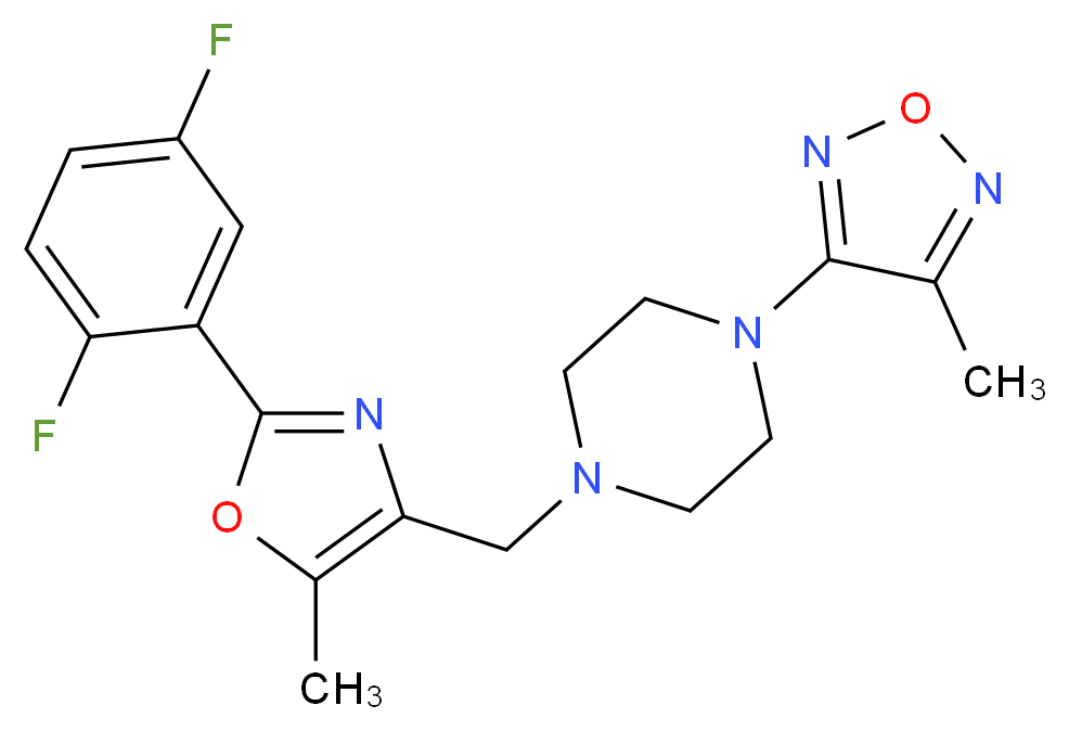 1-{[2-(2,5-difluorophenyl)-5-methyl-1,3-oxazol-4-yl]methyl}-4-(4-methyl-1,2,5-oxadiazol-3-yl)piperazine_分子结构_CAS_)