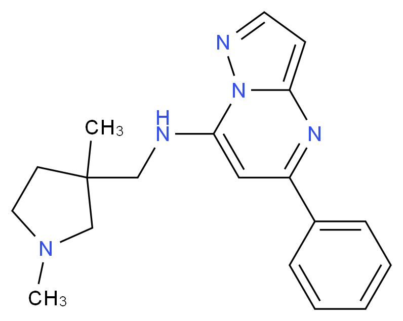 N-[(1,3-dimethyl-3-pyrrolidinyl)methyl]-5-phenylpyrazolo[1,5-a]pyrimidin-7-amine_分子结构_CAS_)