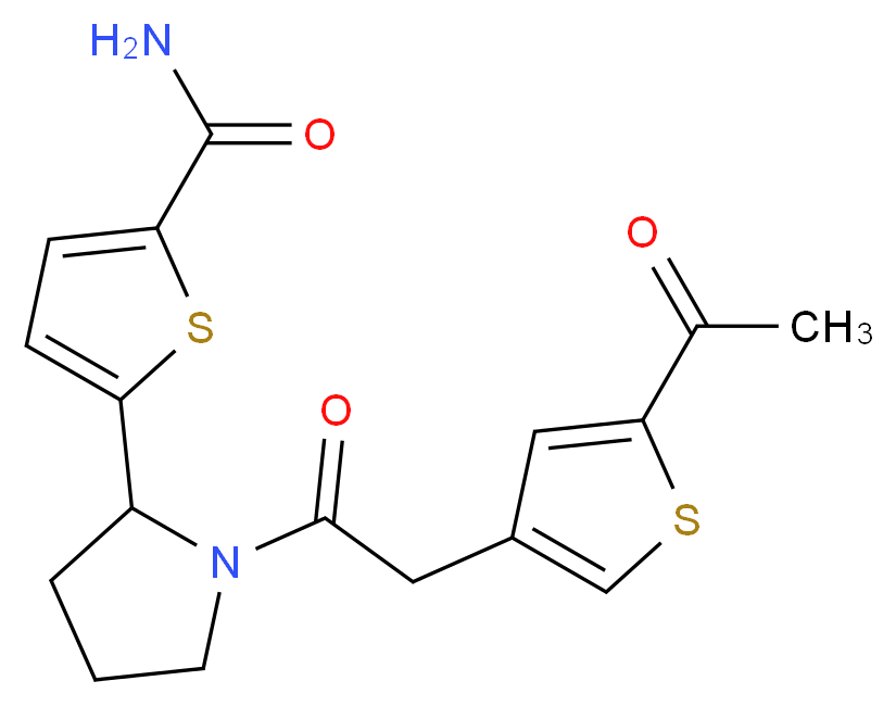 5-{1-[(5-acetyl-3-thienyl)acetyl]-2-pyrrolidinyl}-2-thiophenecarboxamide_分子结构_CAS_)