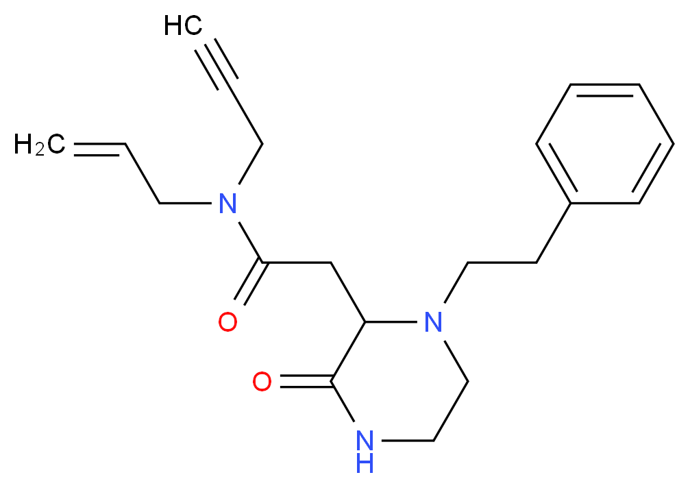 N-allyl-2-[3-oxo-1-(2-phenylethyl)-2-piperazinyl]-N-2-propyn-1-ylacetamide_分子结构_CAS_)