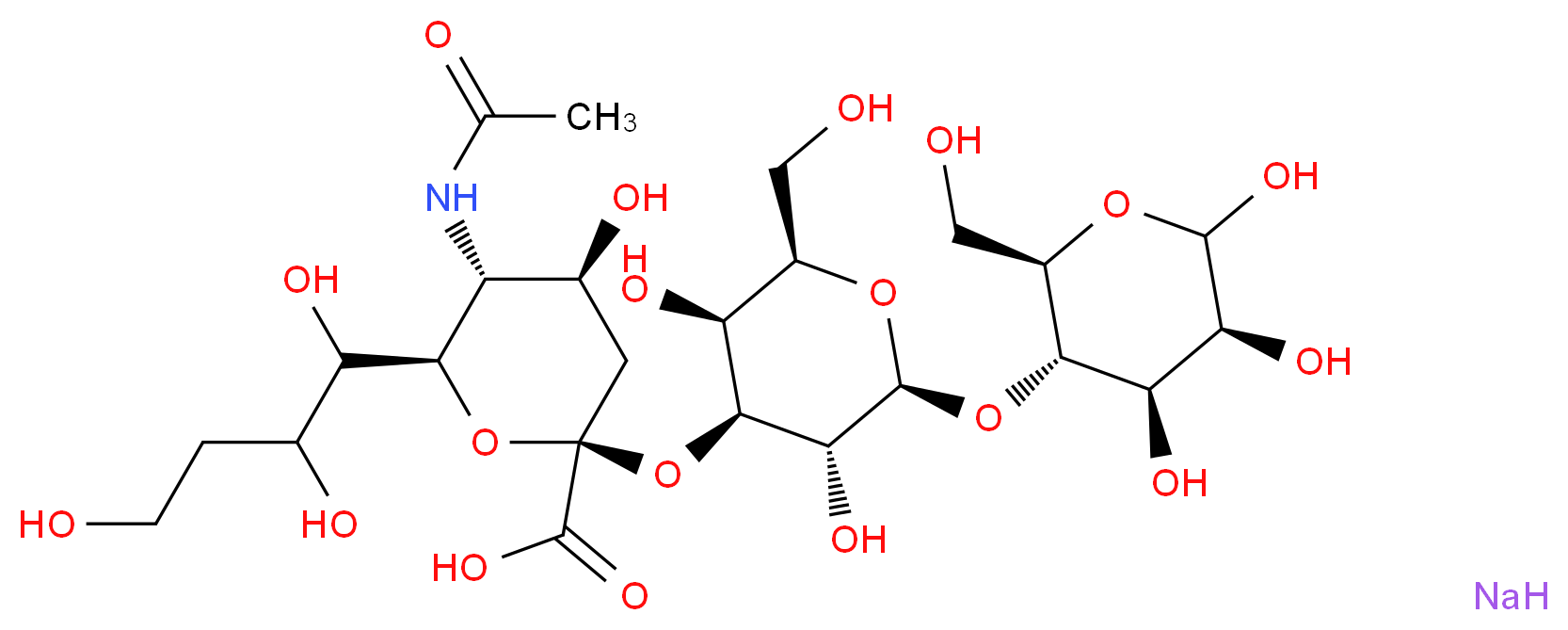 (2S,4S,5R,6R)-2-{[(2R,3S,4S,5R,6S)-3,5-dihydroxy-2-(hydroxymethyl)-6-{[(2R,3S,4R,5S)-4,5,6-trihydroxy-2-(hydroxymethyl)oxan-3-yl]oxy}oxan-4-yl]oxy}-5-acetamido-4-hydroxy-6-(1,2,4-trihydroxybutyl)oxane-2-carboxylic acid sodium_分子结构_CAS_35890-38-1