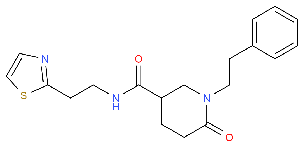 6-oxo-1-(2-phenylethyl)-N-[2-(1,3-thiazol-2-yl)ethyl]-3-piperidinecarboxamide_分子结构_CAS_)