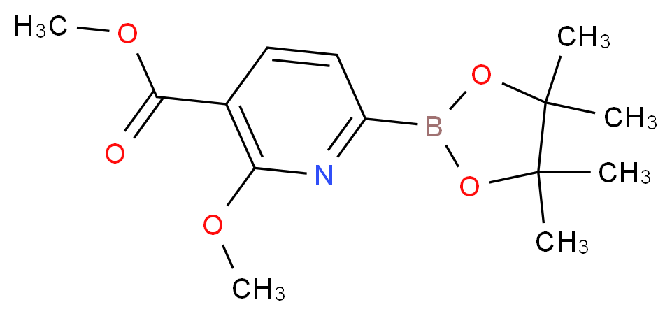 Methyl 2-methoxy-6-(4,4,5,5-tetramethyl-1,3,2-dioxaborolan-2-yl)nicotinate_分子结构_CAS_1246765-27-4)