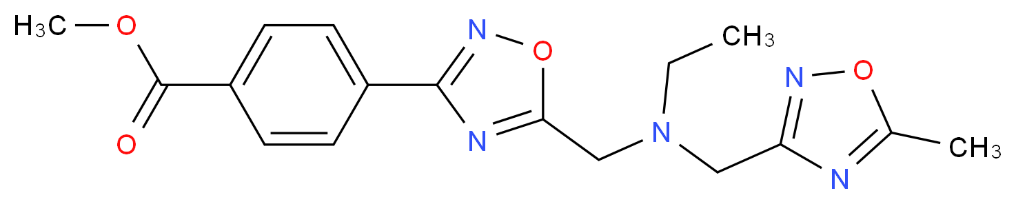 methyl 4-[5-({ethyl[(5-methyl-1,2,4-oxadiazol-3-yl)methyl]amino}methyl)-1,2,4-oxadiazol-3-yl]benzoate_分子结构_CAS_)