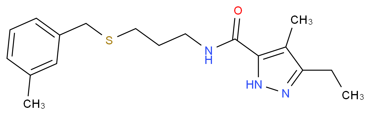 3-ethyl-4-methyl-N-{3-[(3-methylbenzyl)thio]propyl}-1H-pyrazole-5-carboxamide_分子结构_CAS_)