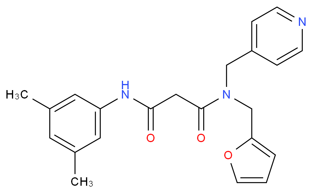 N'-(3,5-dimethylphenyl)-N-(2-furylmethyl)-N-(pyridin-4-ylmethyl)malonamide_分子结构_CAS_)