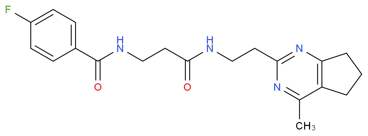 4-fluoro-N-(3-{[2-(4-methyl-6,7-dihydro-5H-cyclopenta[d]pyrimidin-2-yl)ethyl]amino}-3-oxopropyl)benzamide_分子结构_CAS_)