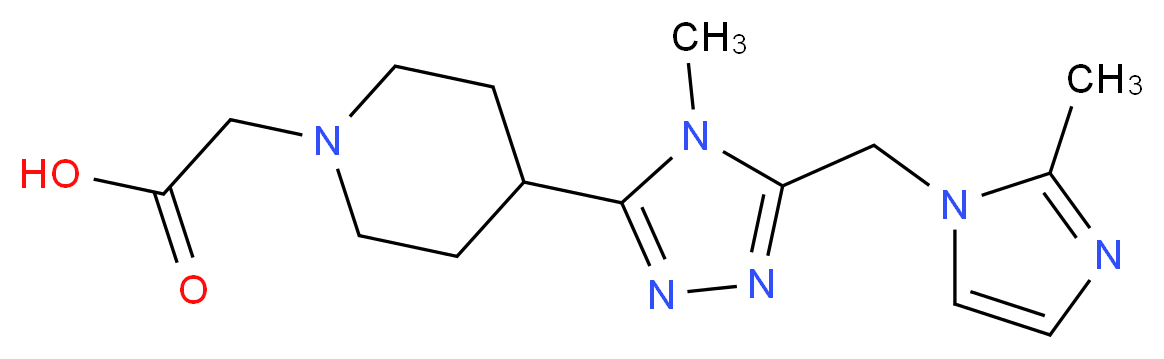 (4-{4-methyl-5-[(2-methyl-1H-imidazol-1-yl)methyl]-4H-1,2,4-triazol-3-yl}piperidin-1-yl)acetic acid_分子结构_CAS_)