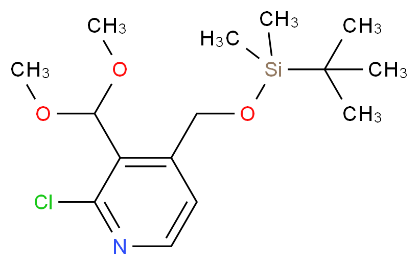 4-((tert-Butyldimethylsilyloxy)methyl)-2-chloro-3-(dimethoxymethyl)pyridine_分子结构_CAS_)