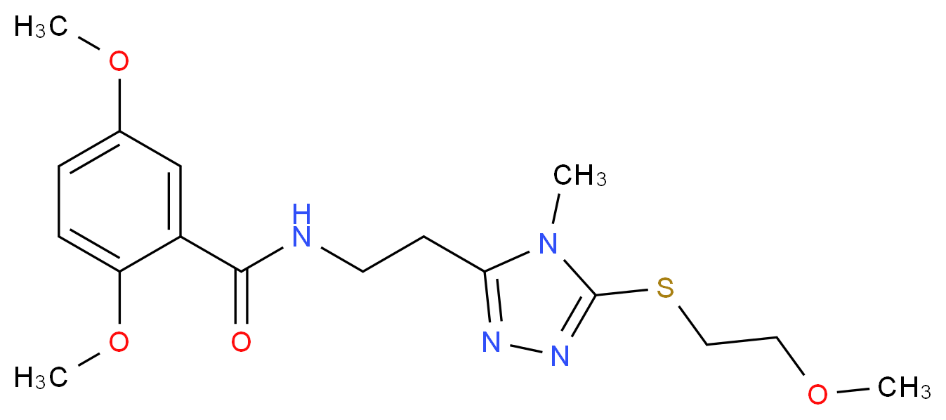 2,5-dimethoxy-N-(2-{5-[(2-methoxyethyl)thio]-4-methyl-4H-1,2,4-triazol-3-yl}ethyl)benzamide_分子结构_CAS_)