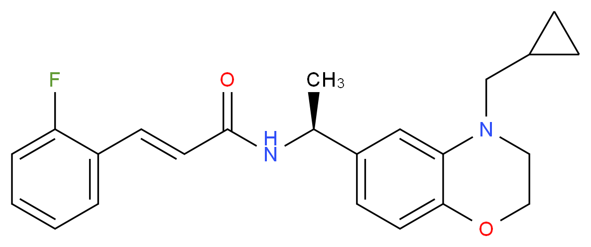 (2E)-N-[(1S)-1-[4-(cyclopropylmethyl)-3,4-dihydro-2H-1,4-benzoxazin-6-yl]ethyl]-3-(2-fluorophenyl)prop-2-enamide_分子结构_CAS_697287-41-5